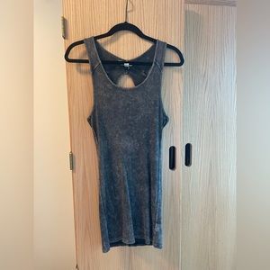 Silence + Noise Tank Top Grey Grunge Dress With Cut Out Halter Back